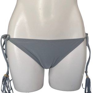 Kandy‎ Wrapper Bikini Bottoms Grey Ties Side Tassel String Bathing Suit New Med